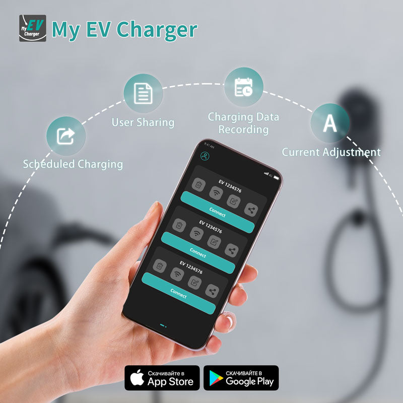 Home Level 2 EV Charger,40A&48A, 240V, Smart Wi-Fi and Bluetooth EVSE, Extra 2 RFID Card, Indoor/Outdoor for All EVs, Hardwired